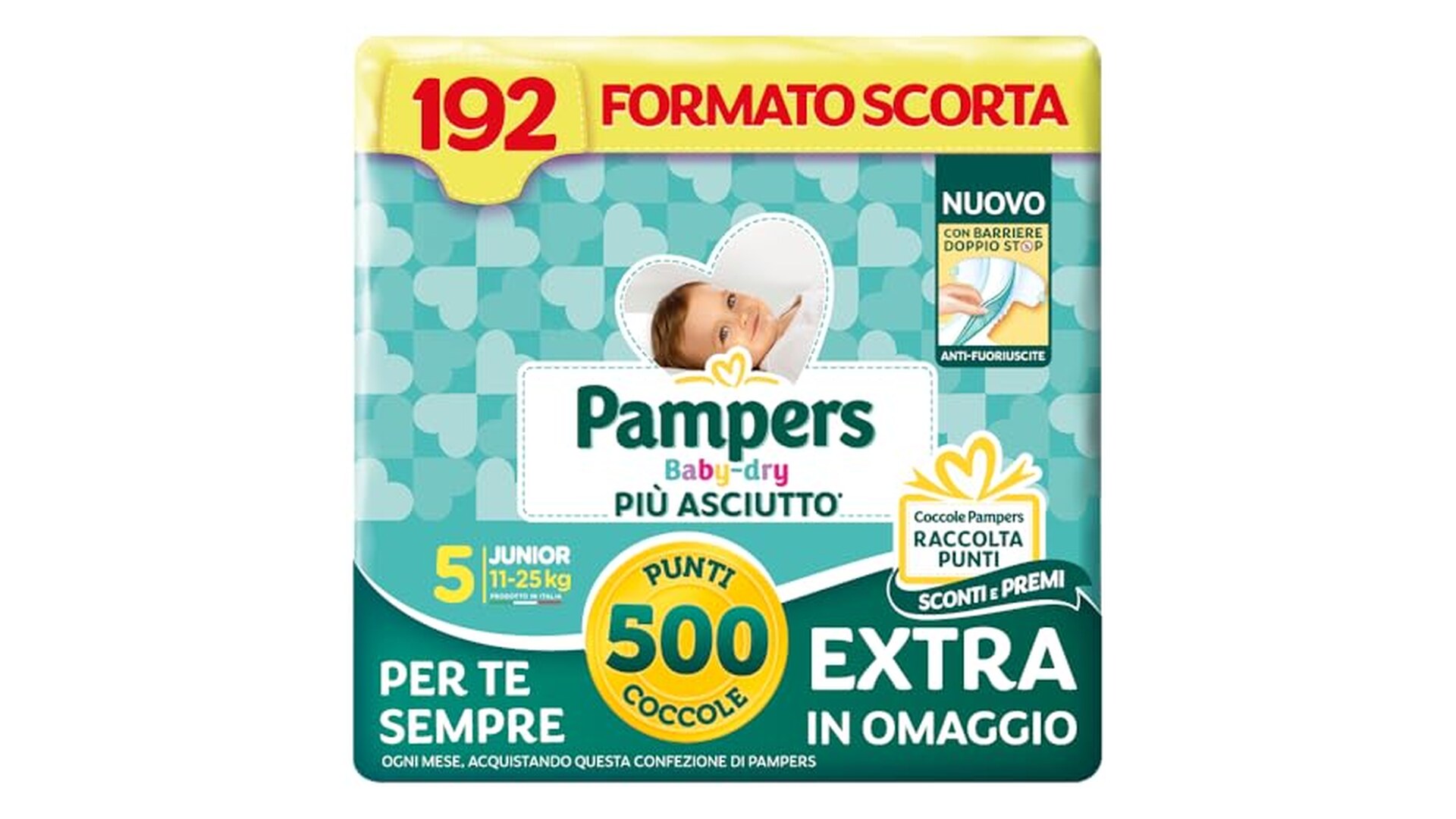 Pampers Baby Dry Junior Taglia 5, 192 Pannolini
